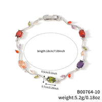 Womens Colorful Leaf Elliptical Geometric Zircon Bracelet
