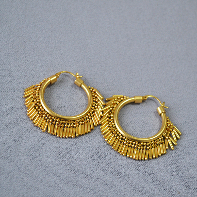 Vintage Gold-plated Delicate Tassel Earrings