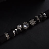 Retro Ethnic-Style Joint Ring Set Of 9 With Bold Gemstone Combinations