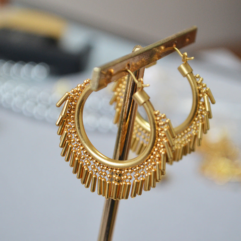 Vintage Gold-plated Delicate Tassel Earrings