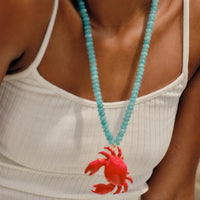 Beach-style Red Crab Bead Necklace