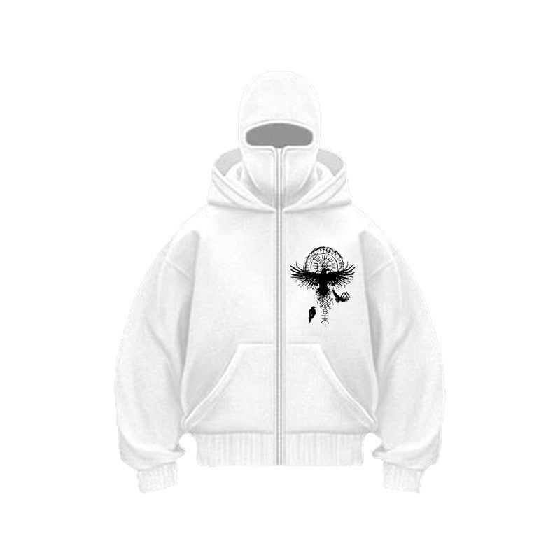 Gothic Zippered Hooded Sweatshirt For Men