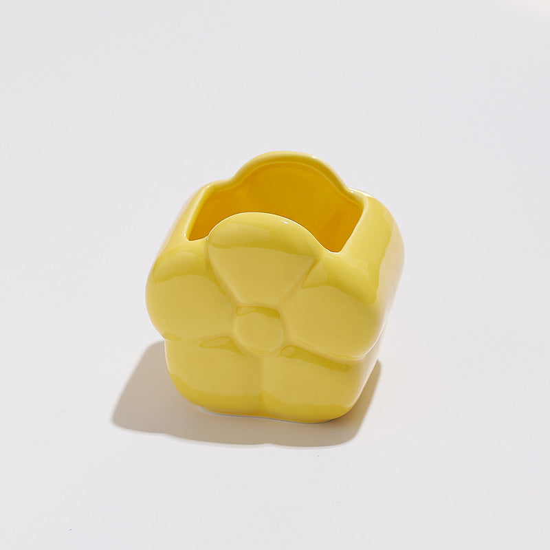 Creative SUNFLOWER Stainless Steel Fruit Fork Ceramic Storage Tank Kitchen Gadgets