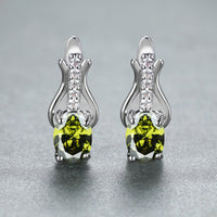 Oval Garnet Crystal Champagne Gold Ear Clips For Women