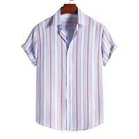 Men's Striped Fashionable Loose Short-Sleeve Shirt
