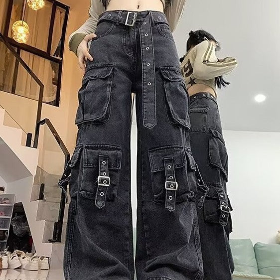 Womens Straight-leg Wide-leg Casual Pants