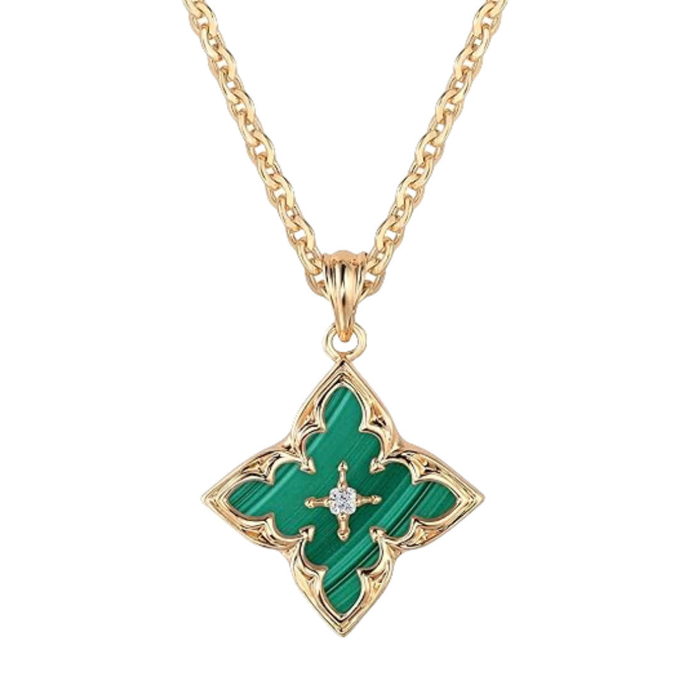 14k Gold-plated Zircon Pendant Necklace With A Clavicle Chain