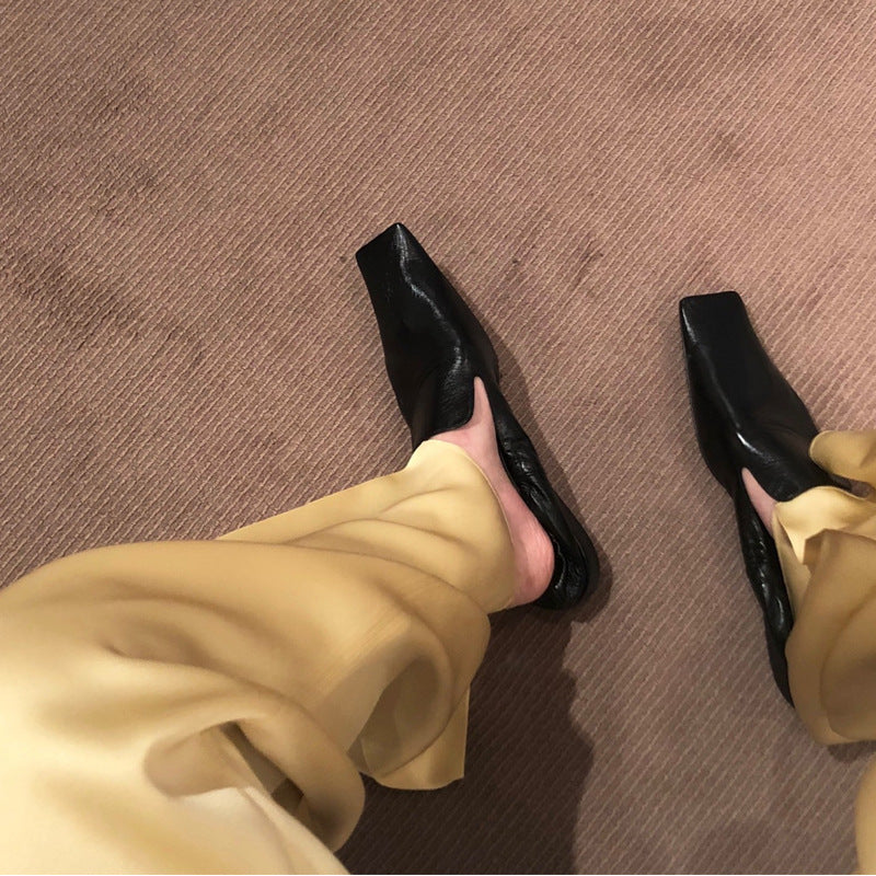 Flat Woman Head Retro Shallow Mouth Soft Sole Single Shoes