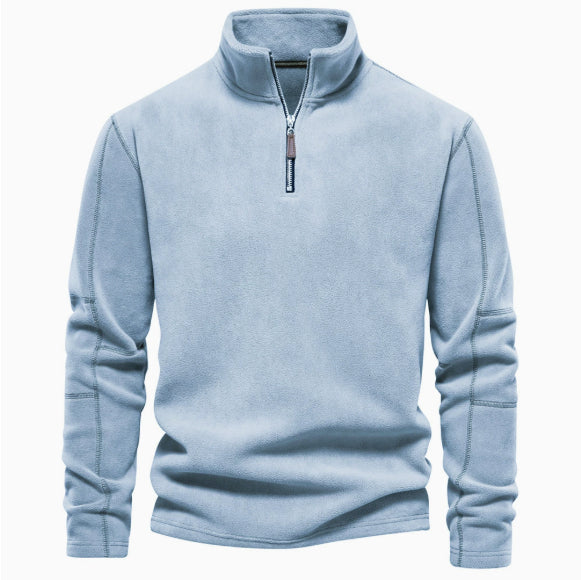New Mens Long-sleeve Hoodie With A Stand-up Collar And A Half-zip