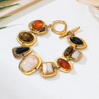 Retro-style Fashion Natural Stone Geometric Crystal Glass Bracelet
