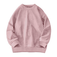 Round-neck Solid-color Suede-fleece Hoodie