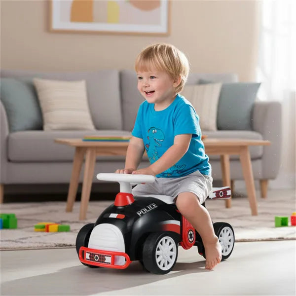 Kids Ride-On Sliding Car With Music Function, 3 Themes Sit-and-Scoot Toy For 19-36 Months (Police)