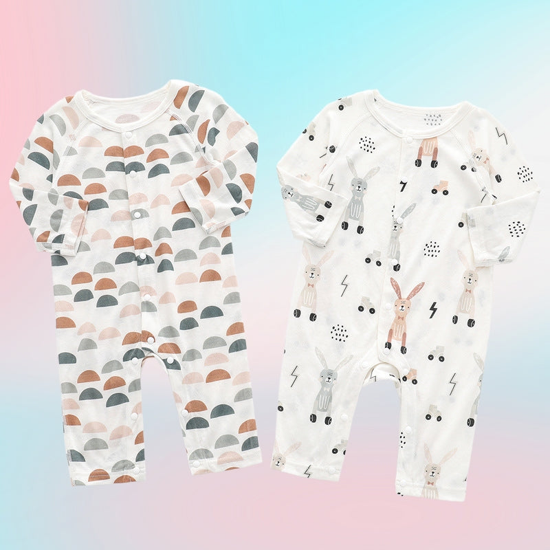 Soft Bamboo Baby Romper Long Sleeve Cute Print Newborn Clothes Unisex