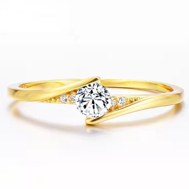 womens Gold Alloy Round Engagement Ring