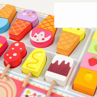 Wooden Children's Play House Ice Cream Candy Cart Toy Little Girl Push Ice Cream Ice Cream Cart Kitchen Set