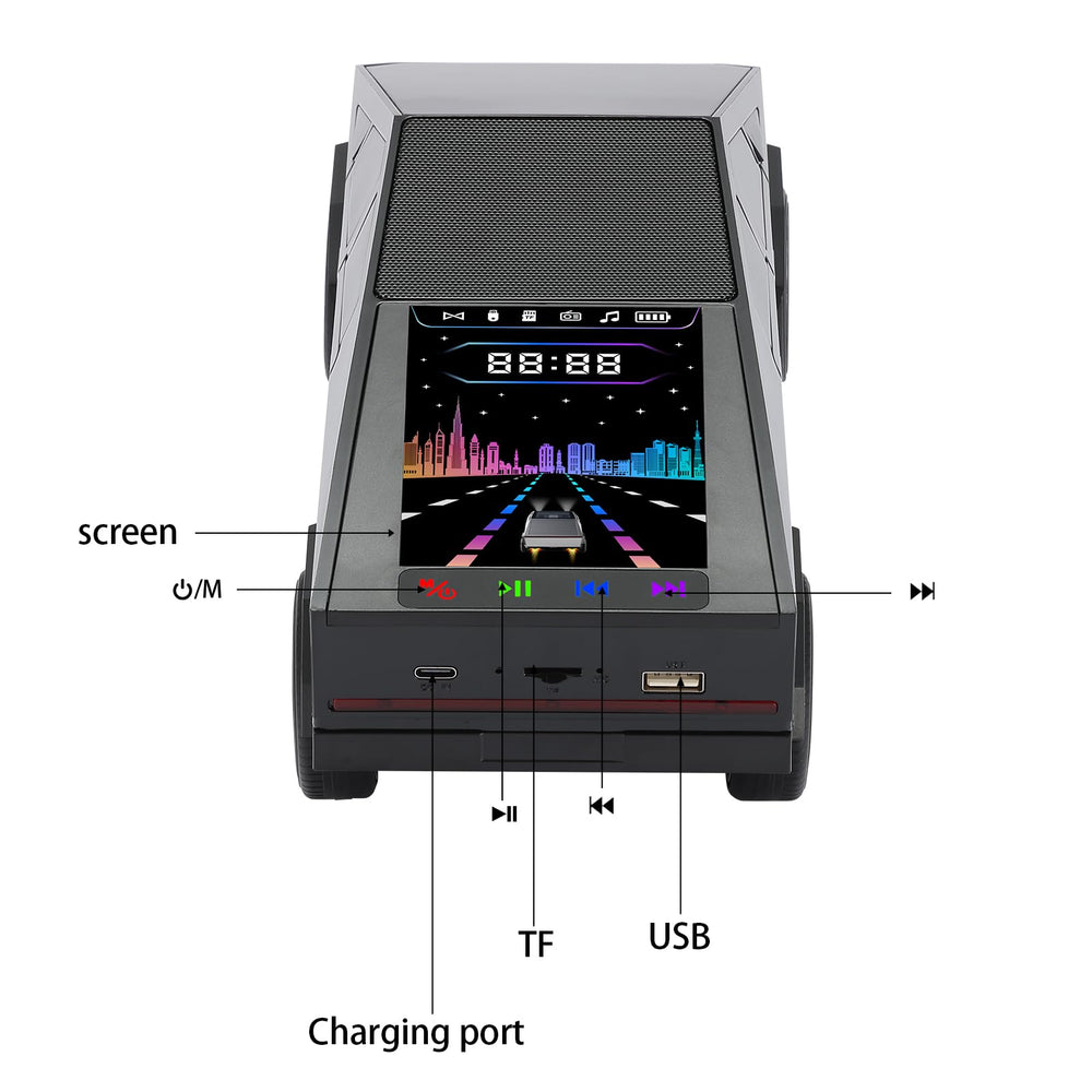 WS-580 Bluetooth Pickup Truck Portable Speaker With Display, High-definition Sound, TWS Pairing, FM Radio, Built-in Microphone For Hands-free Calls, A Surprising Gift For Car Enthusiasts