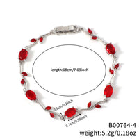 Womens Colorful Leaf Elliptical Geometric Zircon Bracelet