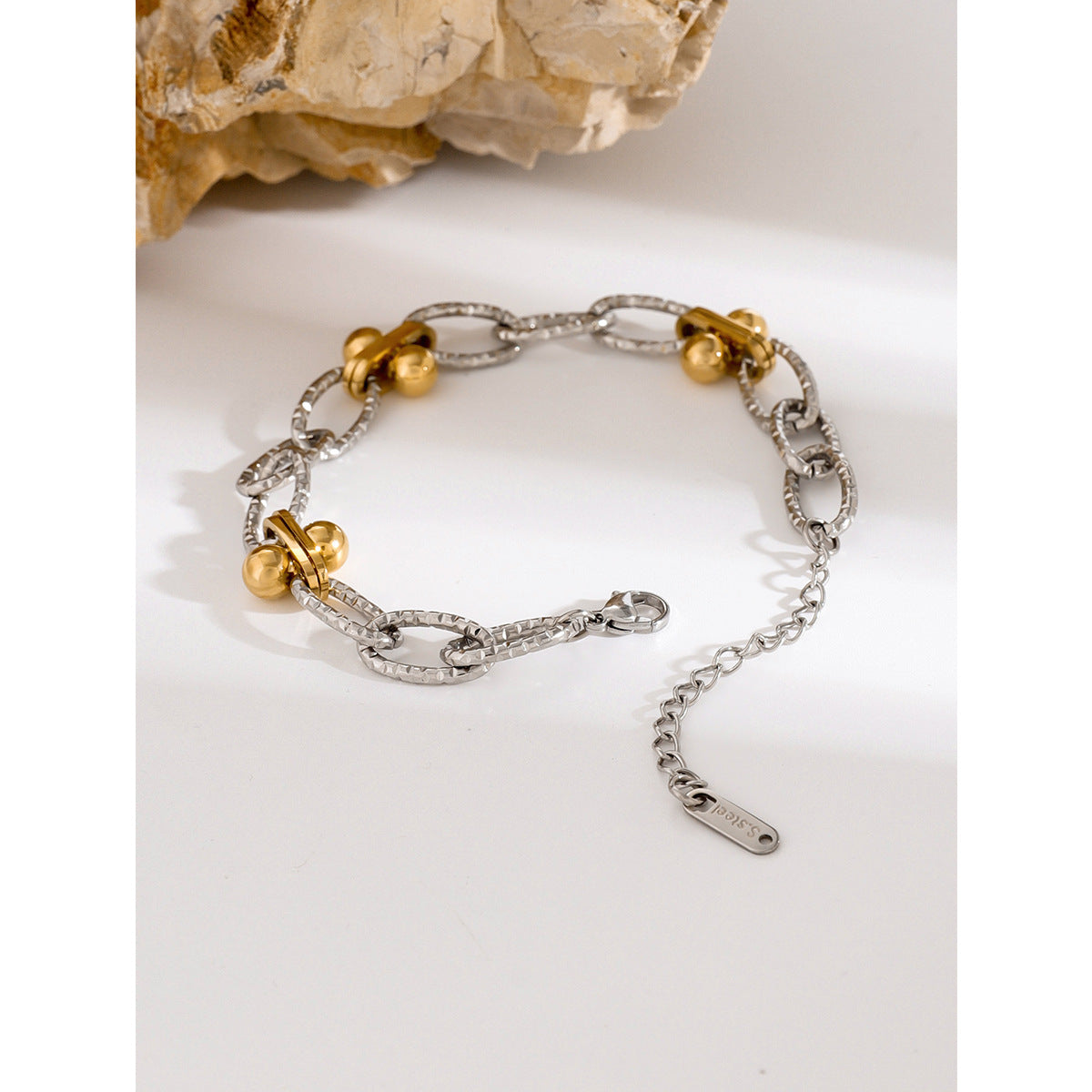 Stainless Steel Color-Block Bracelet For Women