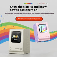 Retro Small Computer Lyrics Speaker Table Clock Wireless Bluetooth Speaker
