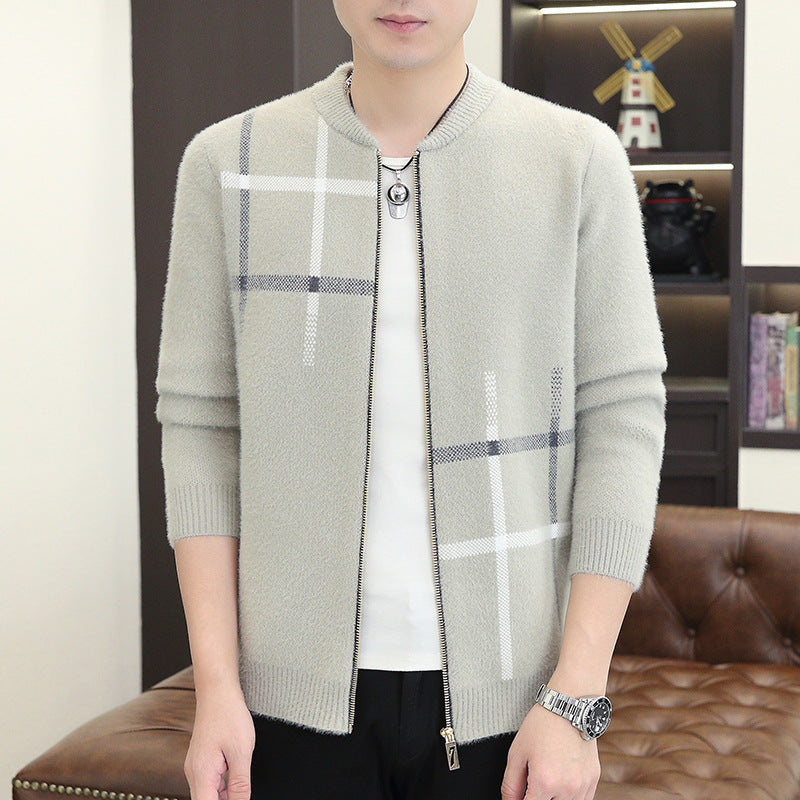 Mens Sweater-Like Casual Jacket In Mink Velvet