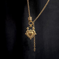 Vintage Solid Heart Pendant Tassel Necklace