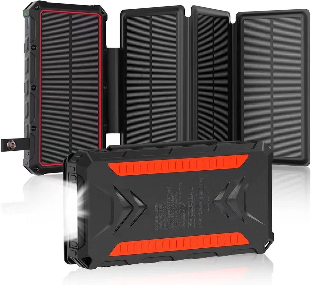 20,000mAh Foldable Solar-Powered Power Bank With Wireless Charging