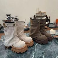 Versatile Casual Thick-soled Fashionable Cigarette Pants Boots For Women