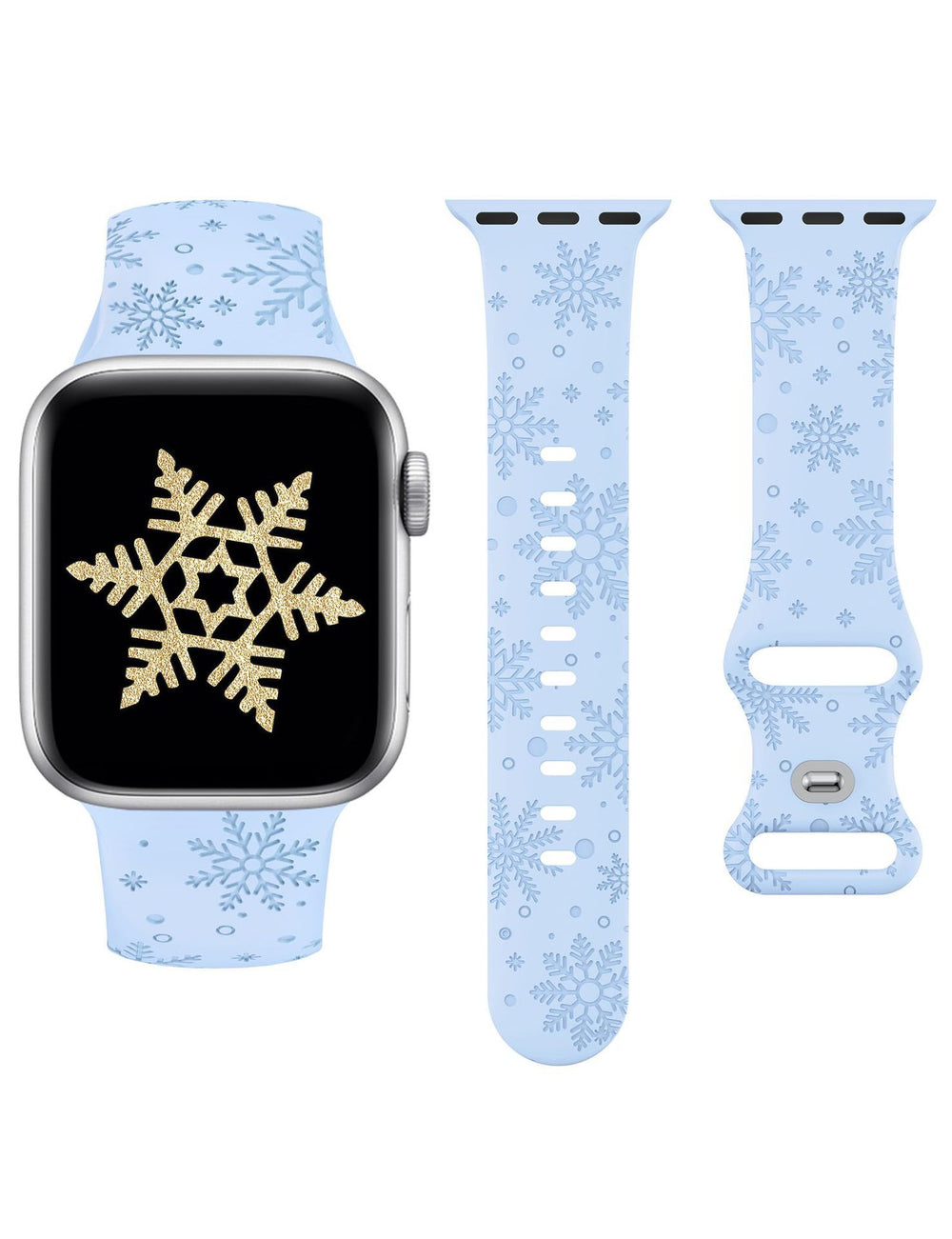 Versatile Christmas Snowflake Laser-engraved Textured Silicone Watch Strap