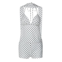 Winter Polka-Dot Lace-Up Camisole And Slim-Fit Shorts Two-Piece Set For Women