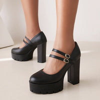 Womens Chunky High-heeled Shoes In Plus Sizes