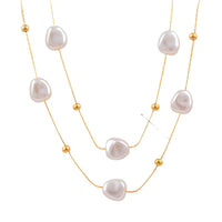 Niche Design Double-Layer Pearl Clavicle Vintage French-Style Artificial Pearl Titanium Steel Necklace
