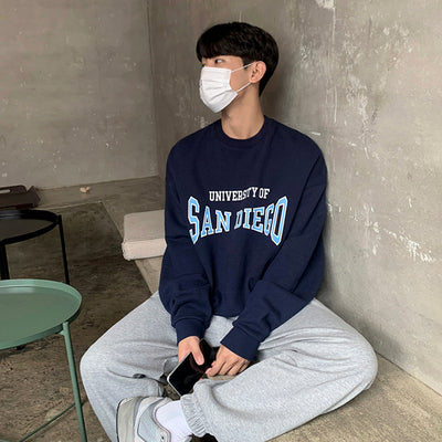 Men's Round Neck Loose Letter Print Couple Jacket