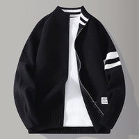 Mens Thermal Knitted Jacket With A Mock Neck And Long Sleeves
