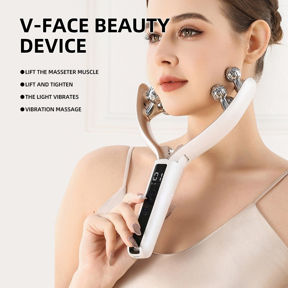 Electric V-Roller Facial Massager with Red & Blue Light