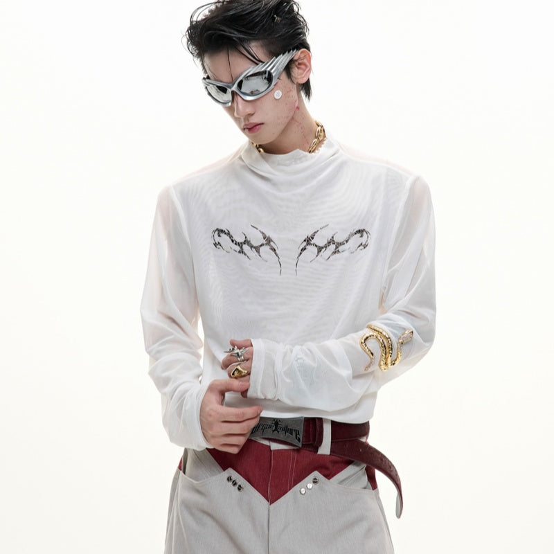 Niche Mesh Ice-feeling Slim Bottoming Shirt