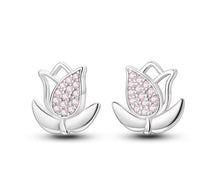 Pink-purple Iris Hoop Folded-ear Bunny Ear Jewelry Niche-design Copper-plated Silver Earrings