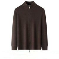 Mens Cardigan Sweater With Stand Collar And Zipper Jacket
