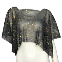 Women's Fashion Rhinestone Drop Shoulder Short Sleeve Square Collar T-shirt