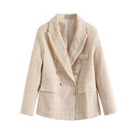 Womens 4-Color Textured Double-Breasted Midi Blazer