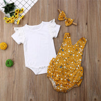 Children's Clothing Yellow Floral Strap Triangle Rompers Suit