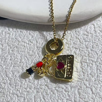 Light Luxury Zircon Airplane Passport Pendant Necklace