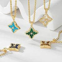 14k Gold-plated Zircon Pendant Necklace With A Clavicle Chain
