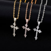 Retro Cross Pendant With Full Zirconia, Simple Religious Necklace For European And American Styles