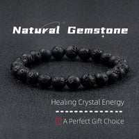Black Lava Volcanic Stone Beads Bracelet – Men & Women