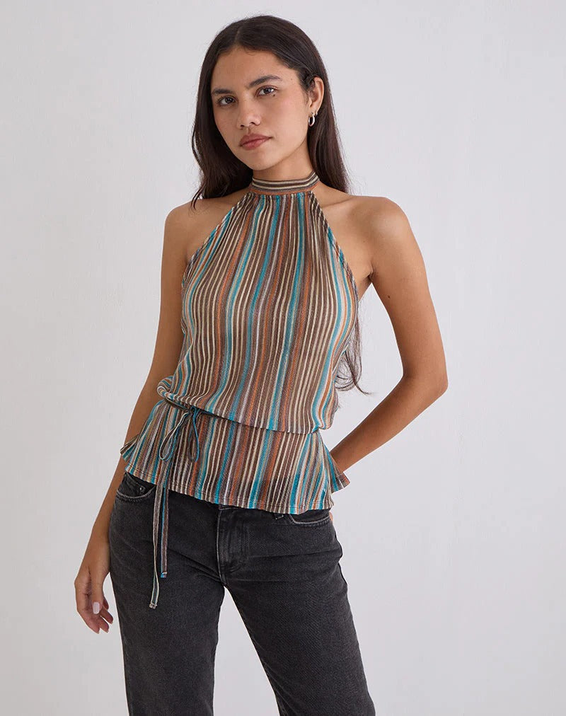 Women's Backless Strappy Halter Tank Top