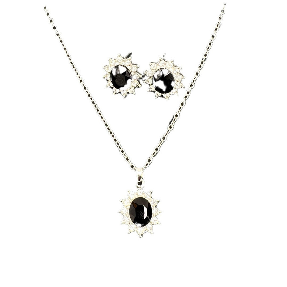 European And American Fashion SUNFLOWER Zircon Ear Stud Necklace Suit