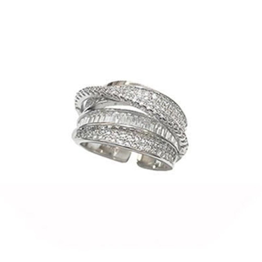 Silver Zircon Versatile Vintage Dainty Open Adjustable Ring