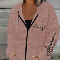 Women's Casual Printed Zipper Hooded Long Sleeve Sweater Coat