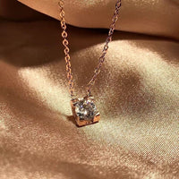 Simple Four-claw Single Diamond Pendant Female Temperament Titanium Steel Necklace