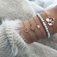 European And American Style Minimalist Braided Beaded Moon Shell Bracelet Set For Women